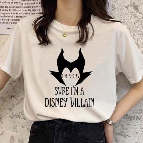 I'M 99% SURE I'M A Disney Villain Maleficent Tshirt Tops Summer Casual Women T shirts Ulzzang Streetwear Harajuku Tshirt