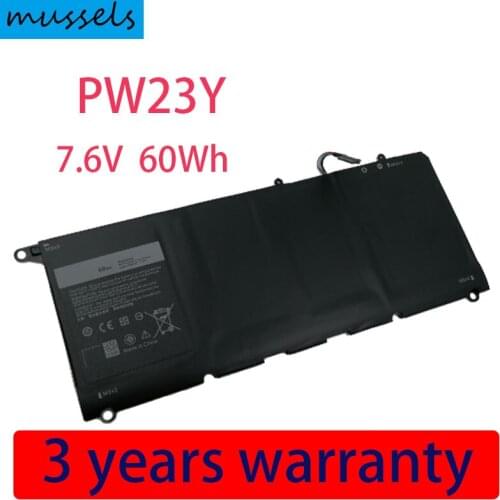 Mussels PW23Y Replacement New Laptop Battery for DELL XPS 13 9360 Series RNP72 TP1GT PW23Y 7.6V 60WH