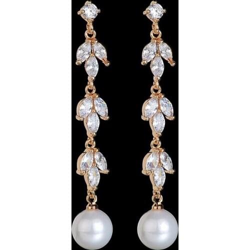 Earrings With Pearls 2021 Style For Women Fashion Copper Earrings With Stones Set AAA Zircon S925 Silver Needle Jewelry
