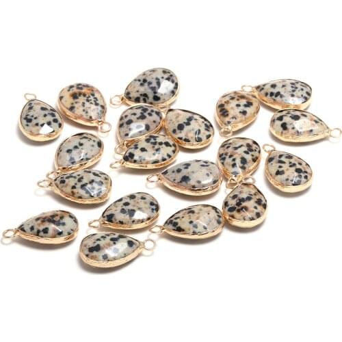 1PC Natural Stone Dalmatian Jaspers Pendant Drop Shape Faceted Pendant For Handmade Jewelry Making Charm DIY Necklace Earring