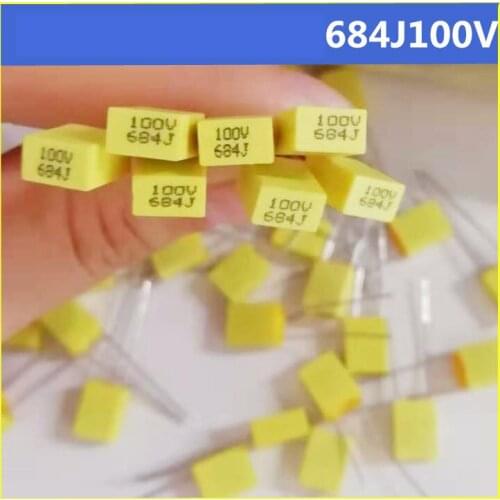 100pcs Polypropylene Safety Plastic Film 100V 1nF ~ 470nF 100nf 220nf 10nf 47nf 22nf 1nf 0.47uf 0.1uf Correction capacitor