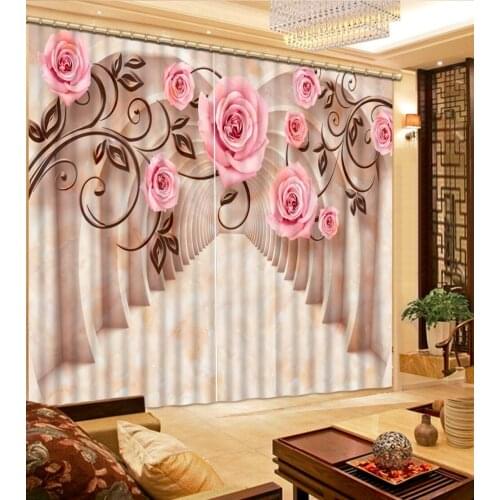 3D Window Curtains FLOWER print Luxury Blackout Living Room Bedroom Drapes Cortinas Rideaux Customized size pillowcase