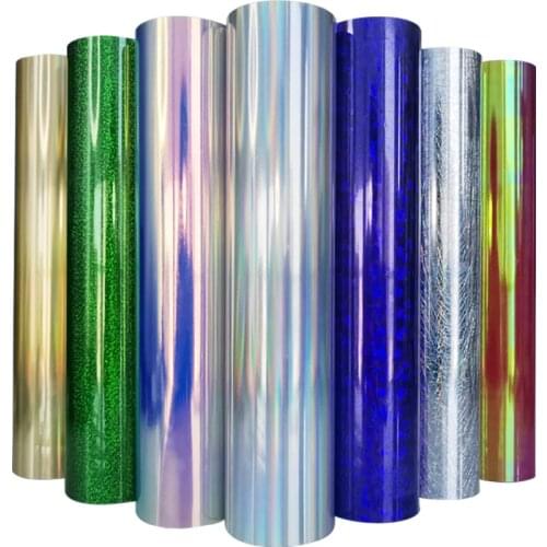 Free shipping 1 sheet 10"x20"/25cmx100cm Laser Heat Transfer Vinyl Hologram Rainbow PVC Press Tshirt Iron On HTV Printing DIY