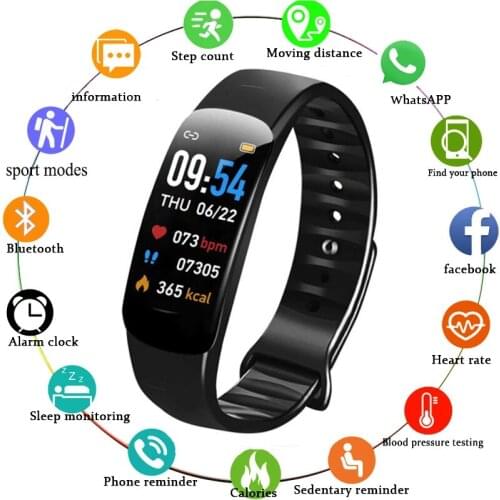 C1plus Smart Watch Bluetooth-compatible Fitness Tracker Sports Watch Heart Rate Monitor Blood Pressure Smart Bracelet For Xiaomi