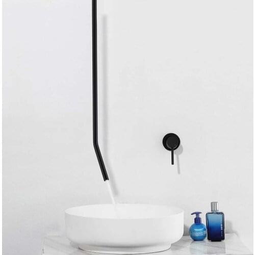 Black Brushed Gold Ceiling Mounted Bathroom Faucet For Basin Sink & Bathtub Artistry Quality Hot & Cold Water Mixer Taps