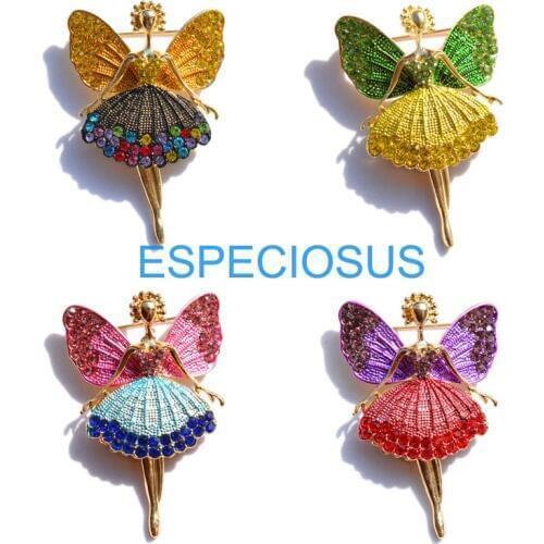 Elegance Pin Rhinestone Fashion Jewelry Dance Girl Painted Brooch Gold Color Crystal Giraffe Breast Pin Mix Color Lady Garment