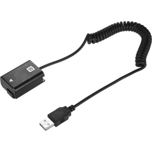 NP-FW50 USB Spring Wire Fake Battery For Sony A5100 A6000 A6300 Dummy Battery Pack Coupler Adapter Power Coiled Cable Connector
