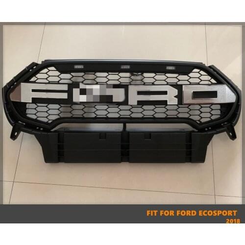 Good Quality ABS Front Middle Grill Racing Grills With LED Lights Fit For Ford Ecosport 2018