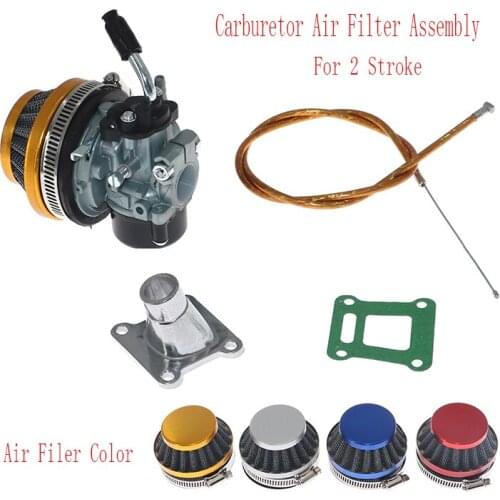Motorcycle 19mm Carburetor 58mm Air Filter Mainfold Cable Assembly For 2-stroke 47cc 49 cc Mini Pocket Bike