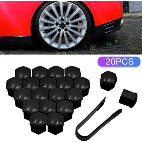 20pcs 17mm 19mm 21mm Car Wheel Nut Bolt Head Cover Cap Protective Bolt Caps Exterior Decoration Protecting Bolt Rims Black New