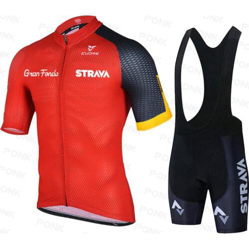 Team STRAVA Cycling Jersey 2019 Mens Short Jersey ropa ciclismo hombre ciclismo Cycling Clothes Set Bike Wear 19D Gel Pad