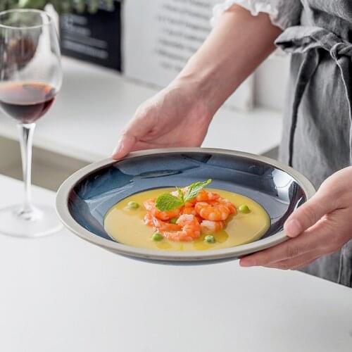 Nordic creative Western plate soup plate spaghetti plate household dish plate circular deep plate ceramic plate dining plate