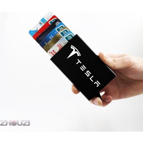 Credit Card Holder Men Anti-theft Slim Rfid Wallet Metal Case Porte Carte Women ID Cardholder For Tesla Model 3 Y S X Accessory