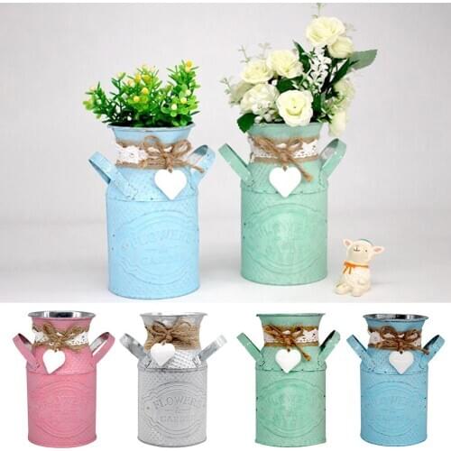 Round Flower Pots Planters Iron Cylindrical Planter Flower Pot DIY Art Succulent Plant Flowerpot Vase Garden Living Room Decor