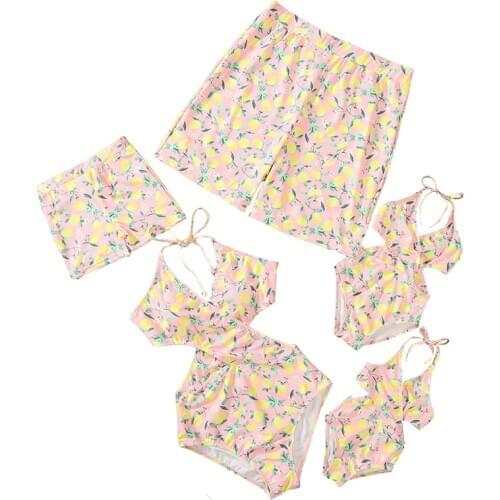 Women Baby Girls Swimwear One Piece Swimwsuit Men Boys Swim Pants Family Matching Bathing Suits Beachwear Wear