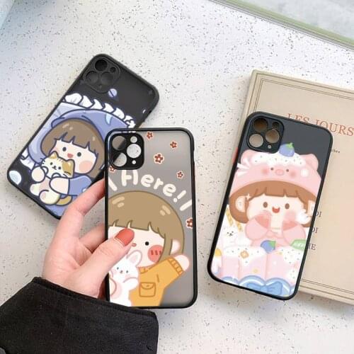 Cute painting cartoon Phone Case For iphone 12 11 7 8 plus mini x xs xr pro max matte transparent cover