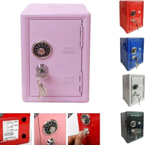 Mini Creativity Money Box Storage Cabinet Ornaments Ins For Girls Cute Safe Box Decorative Deposit Piggy Bank Metal Home Decor