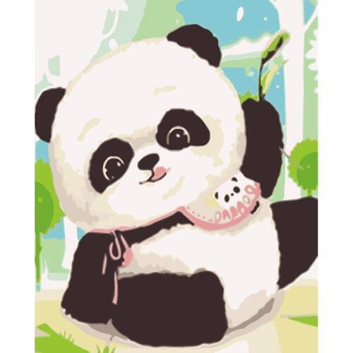 Cartoon animal pander picture module painting by numbers, with diy frame coloring by numbers quadros wall decor art RS127