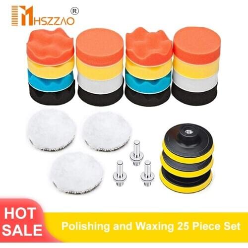 3" Buffing Pad Car Sponge Polishing Pad Kit Abrasive Polisher Drill Adapter Waxing Tools Accessory For Car Polisher