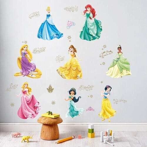 Forest Princess Wall Stickers for Girls Rooms Classic Princesses Adhesive Name Adesivo de Parede Mural DIY Decal Girl Room Decor