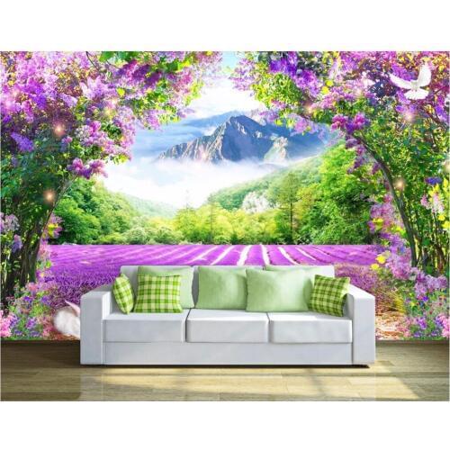WDBH custom mural 3d photo wallpaper Fresh lavender vine arch TV background wall 3d wall murals wallpaper for living room