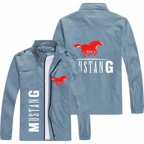 New 2021 Spring Autumn Mustang Logo Men Stand Collar Casual Sweatshirt Long Sleeve Zipper Cardigan Jacket 8 Colors