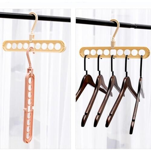 Plastic Folding Hanger w/ Nine Holes Hanging Closet Pants Clothes Coat Organizer