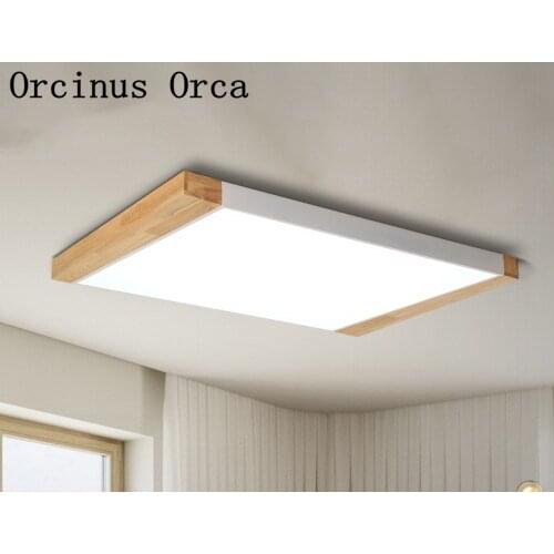 Nordic simple solid wood LED color ceiling lamp living room bedroom Japanese personality creative square stitching ceiling lamp