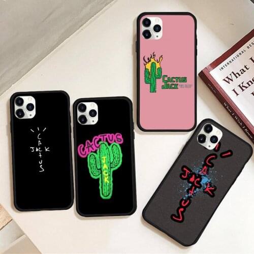 HOTCASHOP cactus jack letter Phone Case Rubber for iPhone 12 pro max mini 11 pro XS MAX 8 7 6 6S Plus X 5S SE 2020 XR case