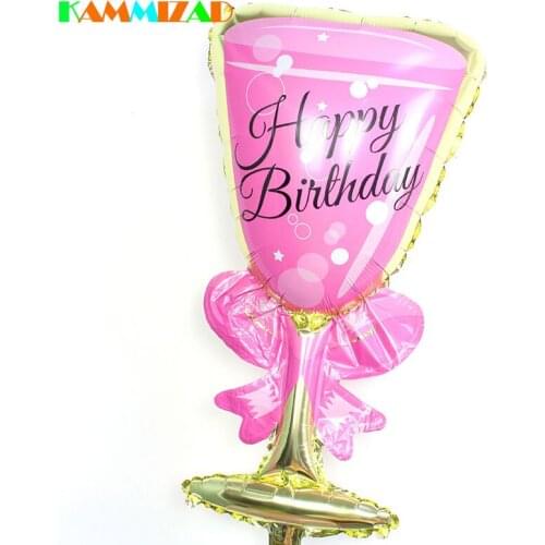 Pink Color Birthday Accessories Balloons Girls Wine Glass Decoration Globos Inflatable Hlium Kids Celebration Balloon Supplies