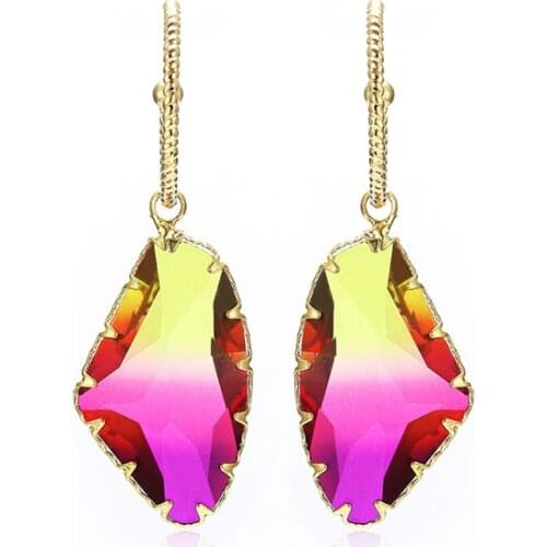 Zlxgirl jewelry High-end axe shape zircon wedding earrings fashion womens gold copper bridal earings zirconia brincos free ship