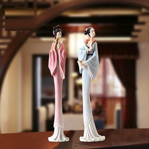 MORDEN CHINA CREATIVE CLASSICAL LADY ART SCULPTURE BEAUTIFUL WOMEN FIGURINE RESIN CRAFTS TV CABINET DECORATIONS FOR HOME R3596