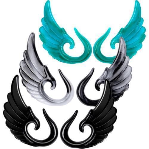 1Pair Acrylic Wings Ear Taper Plugs Spiral Stretcher Ear Gauges Tunnels And Plugs Expander Dilataciones Oreja Piercing Oreille