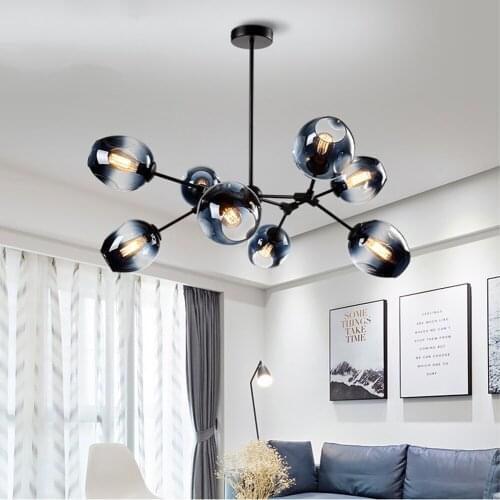 Nordic Living Room Led Chandelier Creative Glass Molecular Lamp Personality Hotel Bar Restaurant Interior DecoLighting Fixtures