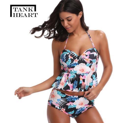 Tank Heart Swimwear With Ruffles