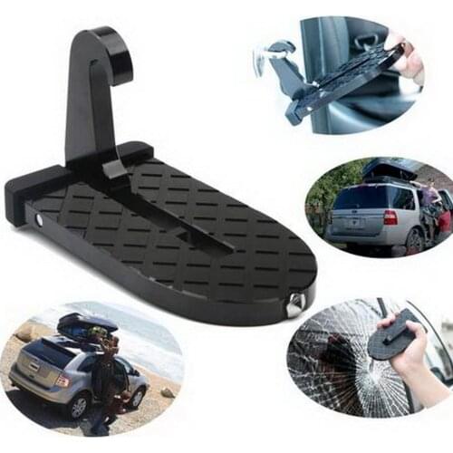 2 in 1 Car Folding Step Ladder Auxiliary Pedal Car Roof Pedal Foot Pegs With Safety Hammer Easy To Access The Roof Auto Parts