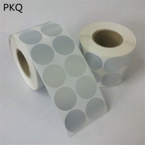 Waterproof round silver Thermal Transfer sticker Labels silver PET plastic round sticker Barcode Label sticker silver