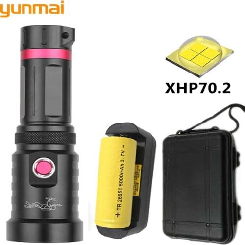 XHP70.2 Diving Military LED Flashlight Waterproof And Underwater Work 100m Power Supply 26650 18650 Battery Light Bulb Lantern