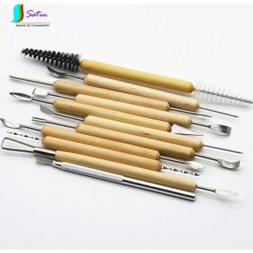 High Quality Sculpting Pottery Wood Handle Pottery Wax Carve Sculpt Smoothing Polymer Shape Pottery Clay Ceramic Set S0271H