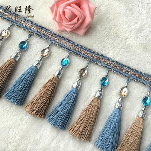 XWL 11Yards/Lot 16cm Width Curtain Accessories Crystal Beads Lace Tassel Fringes Trim Ribbon DIY Curtain Sofa Stage Sewing Decor
