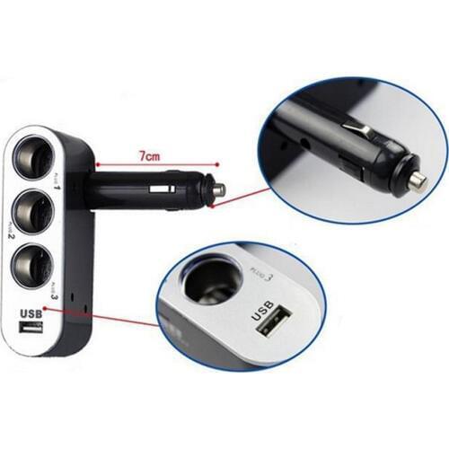 Charging Dual USB Ports for Smartphones DC 12V/24V Black 120W Power Charger Adapter 4 Way Car Cigarette Lighter Socket Splitter