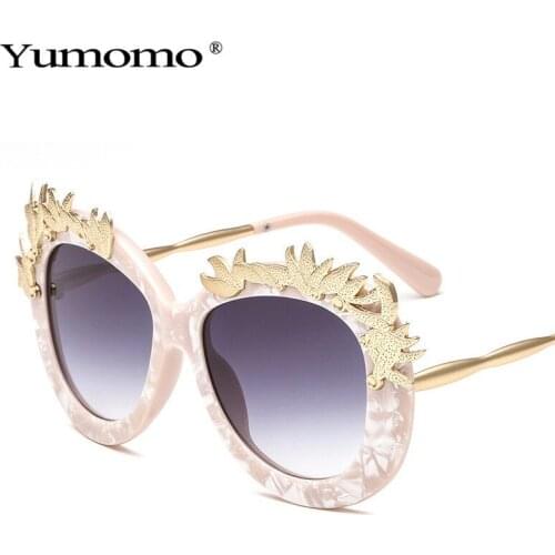 2021 Fashion Flower Oval Sunglasses Women Retro Big Frame Sun Glasses Brand Designer Gradient Color Eyewear Female Oculos UV400