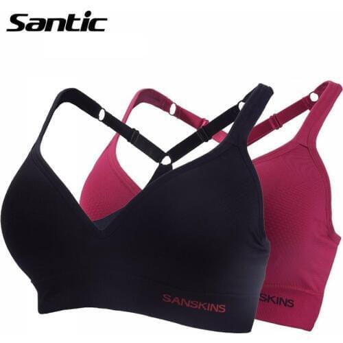 Santic Women Cycling Vest Bra Sports Bike Bicycle Bra Padded Fitness Push Up Running Bra Tops Adjustable Straps Yoga Bra Vest