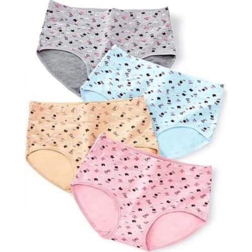 Woman underwear Cotton medium waist comfortable briefs Lovely printing underpant