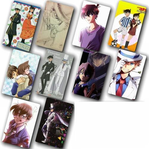100PCS/Pack AC Detective Conan Anime Adhesive Card Stickers DIY Waterproof BUS Bank Cards Decorative Classic Kids DIY Sticker