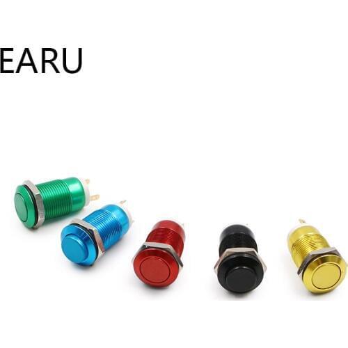12mm Oxide Aluminium Red Blue Green Black Yellow Waterproof Metal Push Button Switch High Flat Head Momentary Fixation Latching