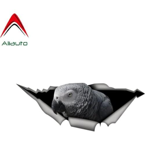 13cm X 5cm African Grey Parrot Funny Car Sticker Metal Aluminum Composite Sign Vinyl Car Styling Accessories Cute Pet Bird Decal