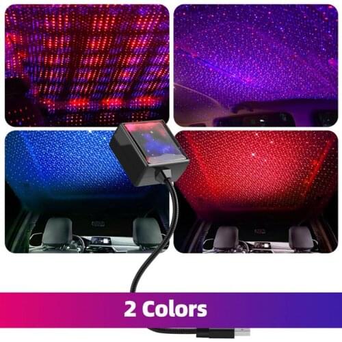 2 Color Combinations USB Car Interior Roof LED Night Home Decor Galaxy Light Ambient Atmosphere Starry Sky Projector Lamp