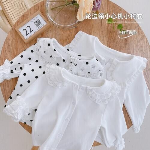 2021 Baby Girls Classic Fashion Lace Cardigan Blouses Elegant Kids Children Blouse Tops Shirt Childrens Clothing