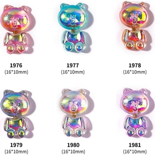 3pcs Aurora Bear Nail Art Decorations 3D Shiny Jelly Bear Nail Ornaments Manicure Cute Nail Accessories For DIY UV Gel